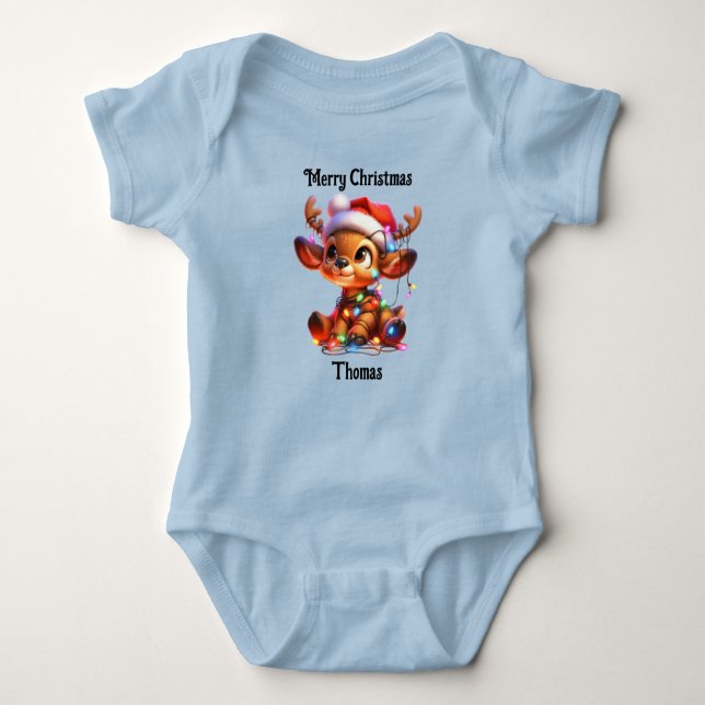 cute deer Christmas holiday baby bodysuit T-Shirt Baby Strampler (Vorderseite)