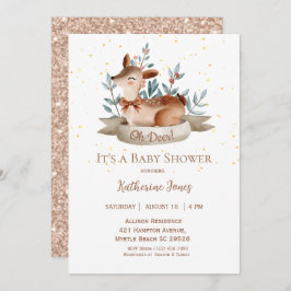 Cute Deer Gender Neutral Rustic   Baby Shower   Einladung