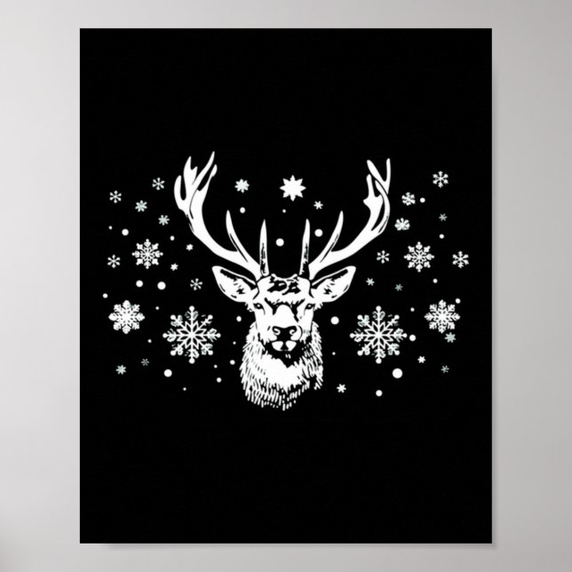 Cute Deer Merry Xmas Merry Christmas Happy New Yea Poster (Vorne)
