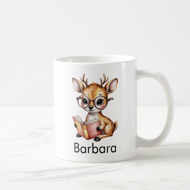 Cute Deer Reading a Book Custom Kaffeetasse (Rechts)