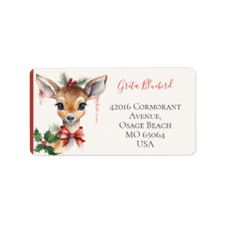 Cute deer whimsical boho Christmas custom Adressaufkleber