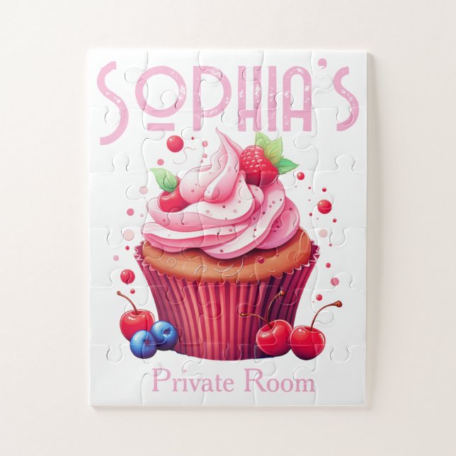 Cute Delicious Pink Strawberry Cupcake Puzzles  (Vertikal)