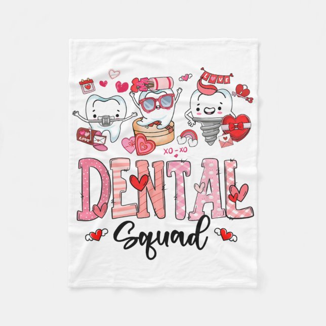 Cute Dental Squad Happy Valentine's Day  Fleecedecke (Vorderseite)