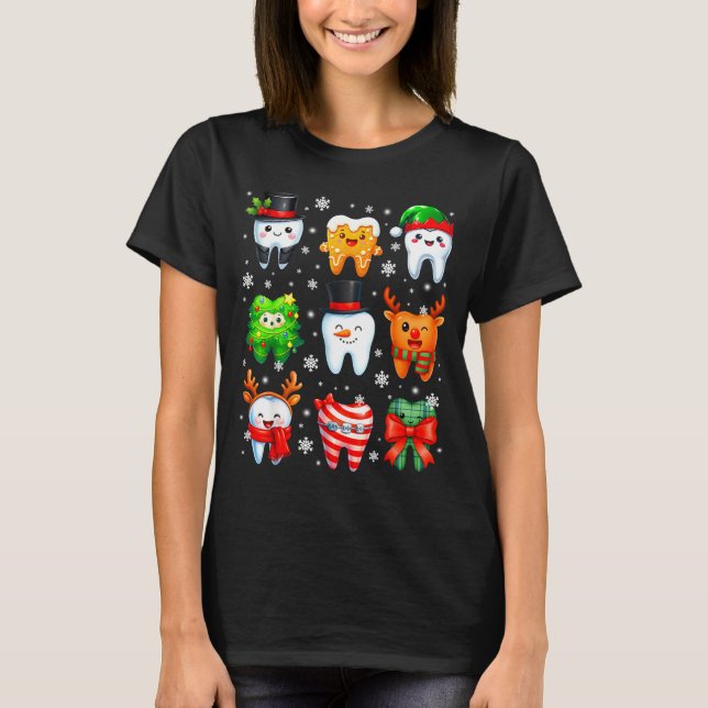 Cute Dental Tooth Snowman Christmas Xmas Men Women T-Shirt (Vorderseite)