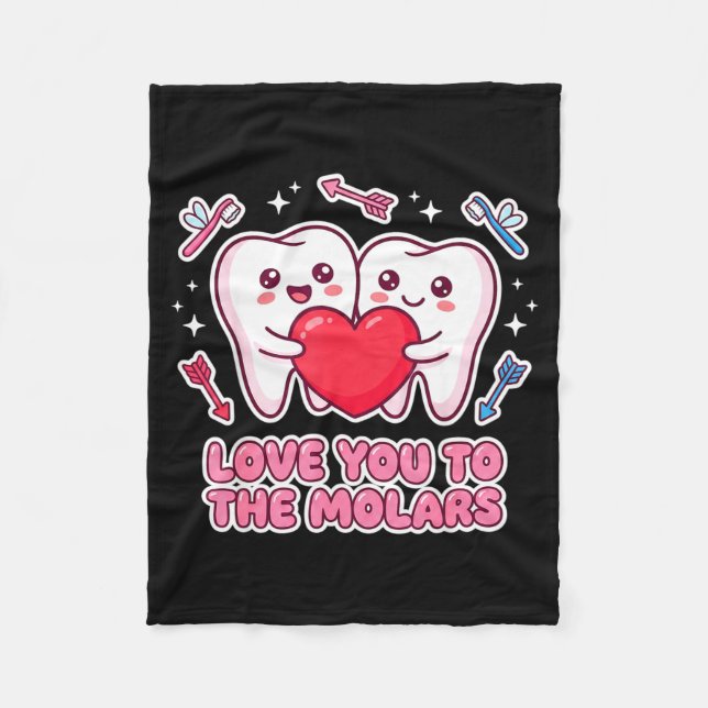 Cute Dentist Valentine Love You To The Molars Teet Fleecedecke (Vorderseite)