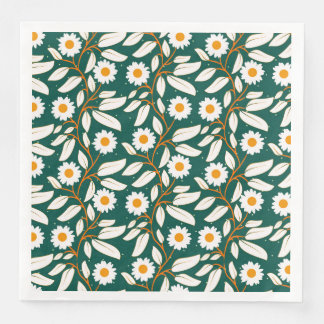 Cute design white flowers and leafs serviette