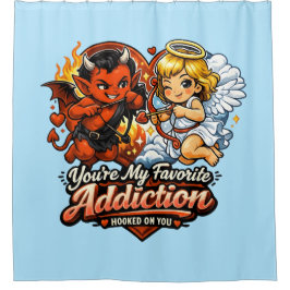 Cute Devil & Angel Valentine Day Love Design Duschvorhang