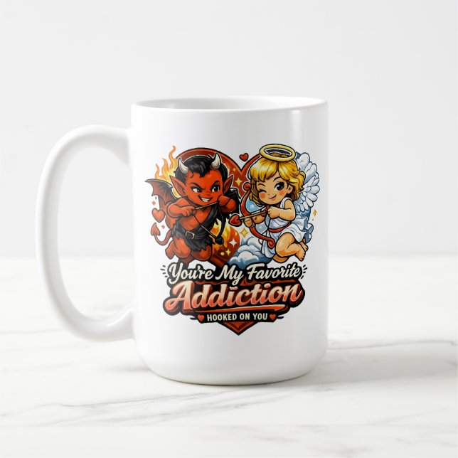 Cute Devil & Angel Valentine Day Love Design Kaffeetasse (Links)