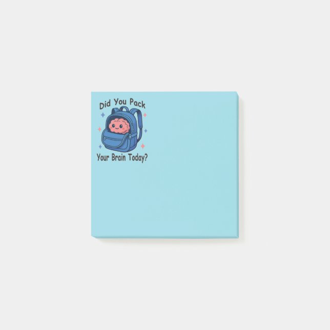 Cute “Did You Pack Your Brain Today?” Brain Pun Post-it Klebezettel (Vorderseite)