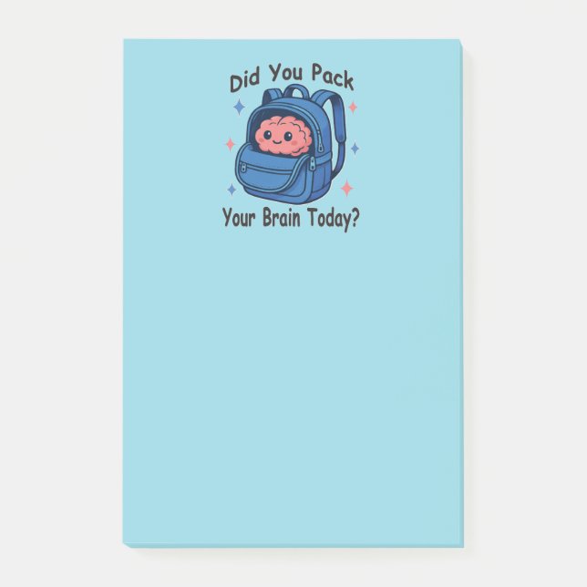 Cute “Did You Pack Your Brain Today?” Brain Pun Post-it Klebezettel (Vorderseite)