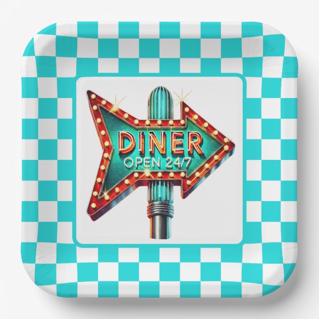 Cute Diner retro party  Pappteller (Vorderseite)