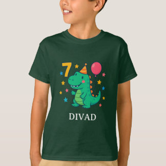 Cute Dino 7th Birthday Party Design T-Shirt