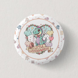 Cute Dino Birthday Party Button
