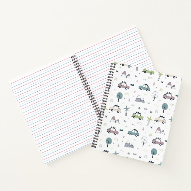 Cute Dino Cars Pattern Notizbuch (Innenseite)