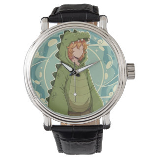 Cute Dino Friend Anime Boy - Green Dinosaur Armbanduhr