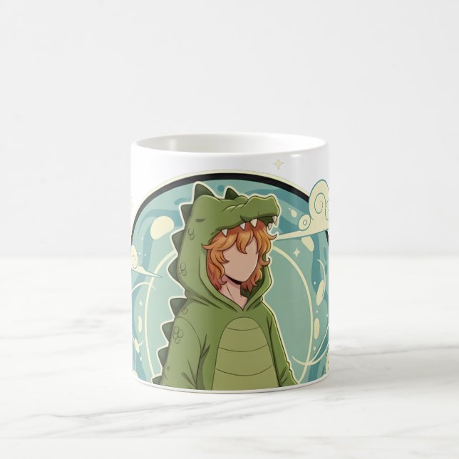 Cute Dino Friend Anime Boy - Green Dinosaur Kaffeetasse (Mittel)