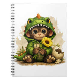 Cute Dino Monkey Notebook – Kawaii Animal Notizblock