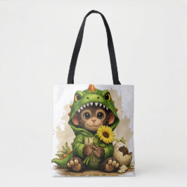 Cute Dino Monkey Tote Bag – Kawaii Animal Gift