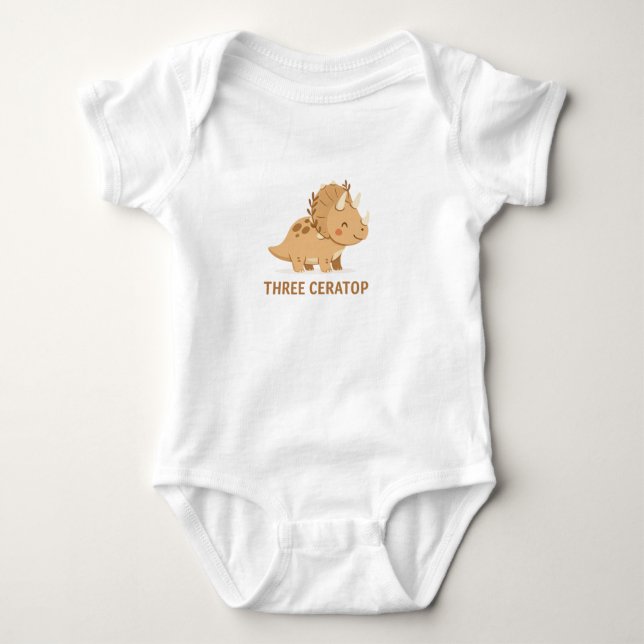 Cute Dino Pun – Tricera-Top Baby Strampler (Vorderseite)