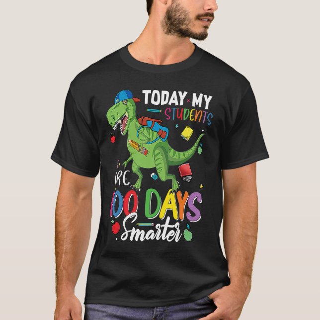 Cute Dinosaur 100 Days of School Pre K Teachers Me T-Shirt (Vorderseite)