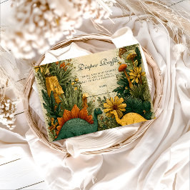 Cute Dinosaur Baby Shower Diapper Raffle Begleitkarte