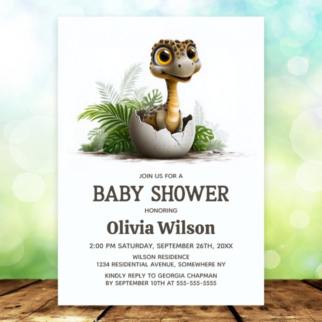 Cute Dinosaur Baby Shower Invitation Einladung (Von Creator hochgeladen)