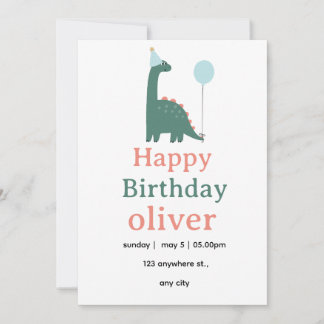 Cute Dinosaur Birthday Invitation for Kids, Einladung