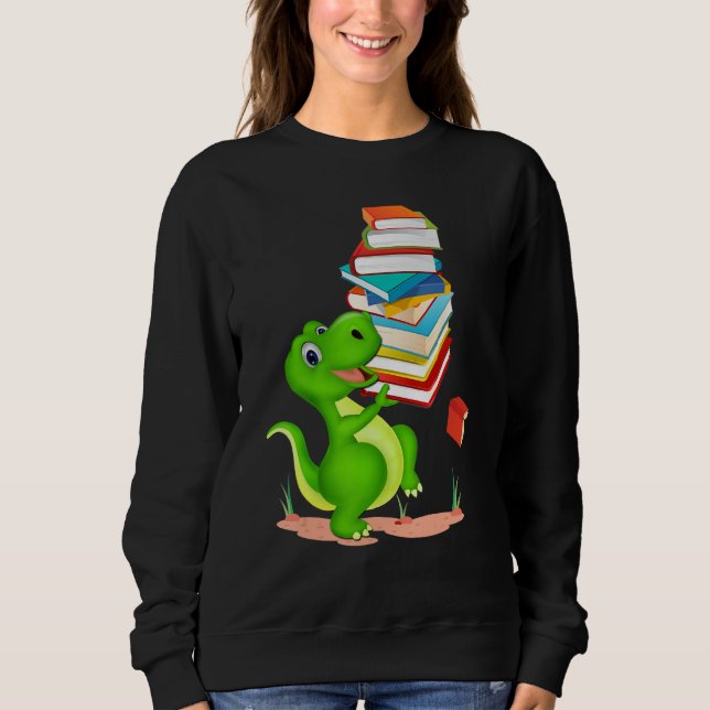 Cute Dinosaur Book Reading For Women Men Sweatshirt (Vorderseite)