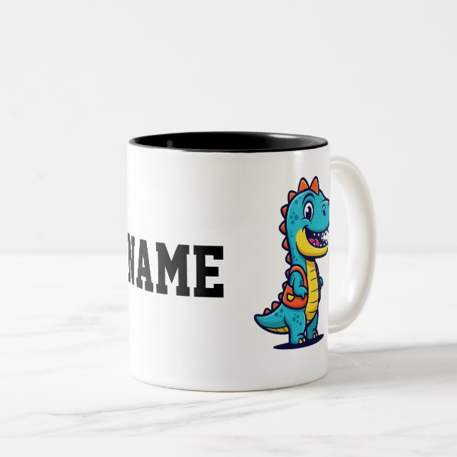Cute Dinosaur Coffee Mug – Fun Dino Drinkware for  Zweifarbige Tasse (VorderseiteRechts)