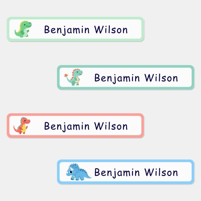 Cute Dinosaur Custom Kids Name  Etiketten (Gruppe)