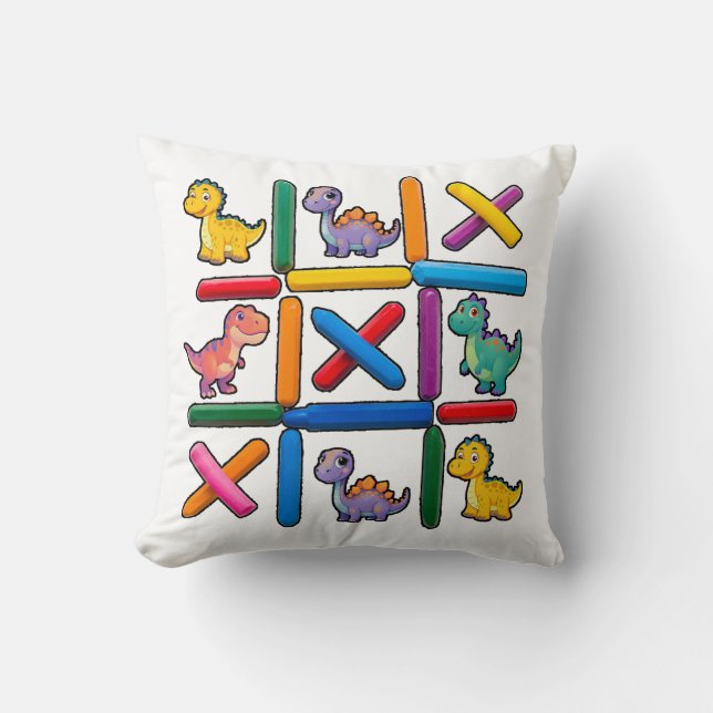 Cute Dinosaur Grid Design with Nine Colorful Dino  Kissen (Vorderseite)