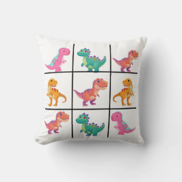 Cute Dinosaur Grid Design with Nine Colorful Dino Kissen
