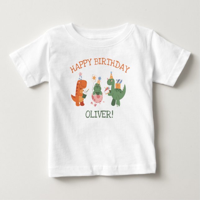 Cute Dinosaur Kids Birthday Guest of Honor T-Shirt (Vorderseite)