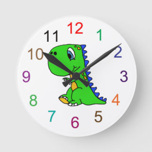Cute Dinosaur Kids Wall Clock Runde Wanduhr