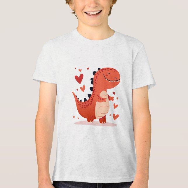 Cute Dinosaur Love Kids T-Shirt Tri-Blend Shirt (Vorderseite)