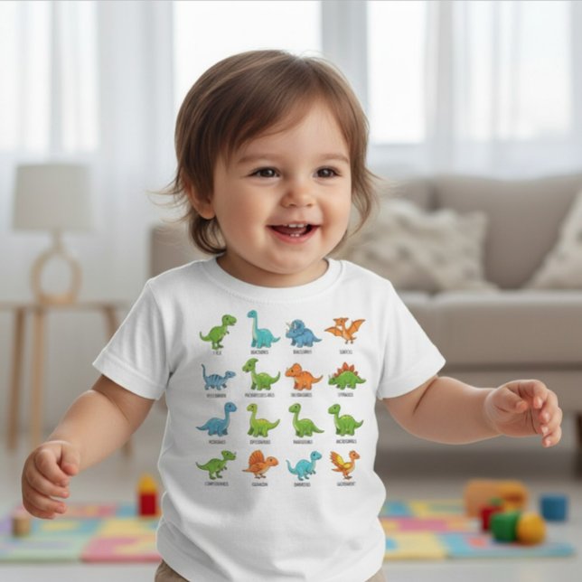 Cute Dinosaur Names Educational  Baby T-shirt (Von Creator hochgeladen)