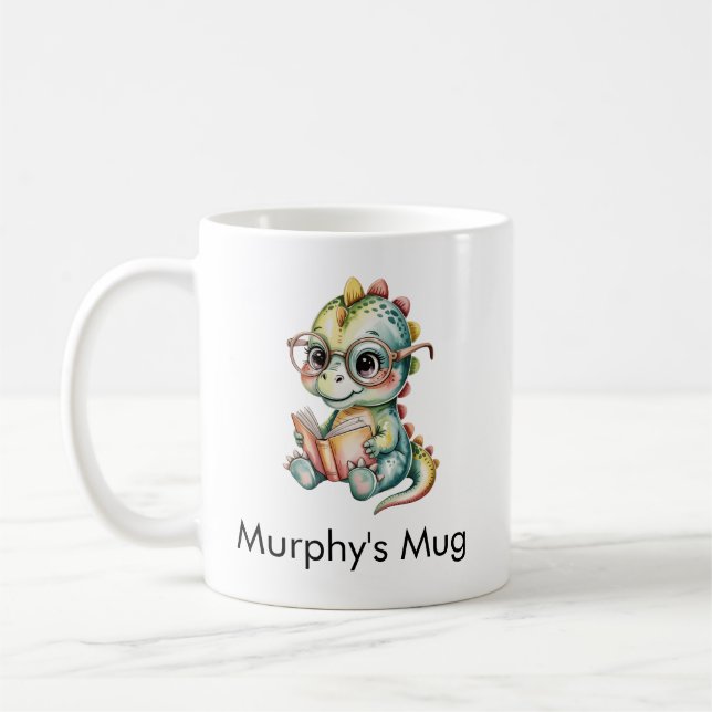 Cute Dinosaur Reading a Book | Funny Book Lover Kaffeetasse (Links)