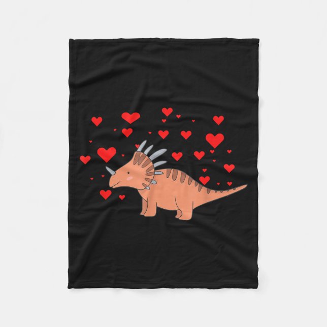 Cute Dinosaur Shirt For Valentines Day _ Tricerato Fleecedecke (Vorderseite)