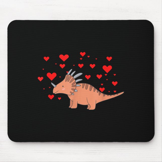 Cute Dinosaur Shirt For Valentines Day _ Tricerato Mousepad (Vorne)