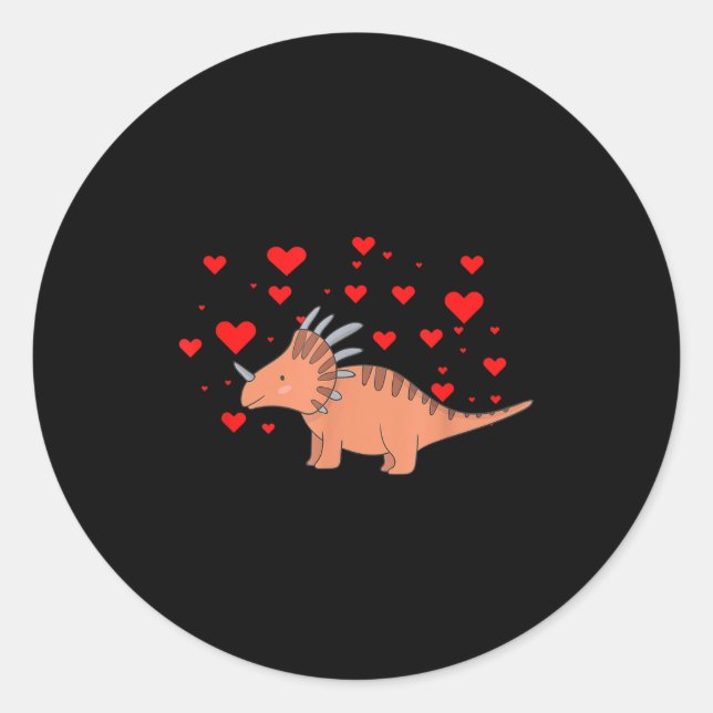 Cute Dinosaur Shirt For Valentines Day _ Tricerato Runder Aufkleber (Vorderseite)