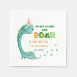 Cute Dinosaur Stomp Chomp Roar Birthday Serviette