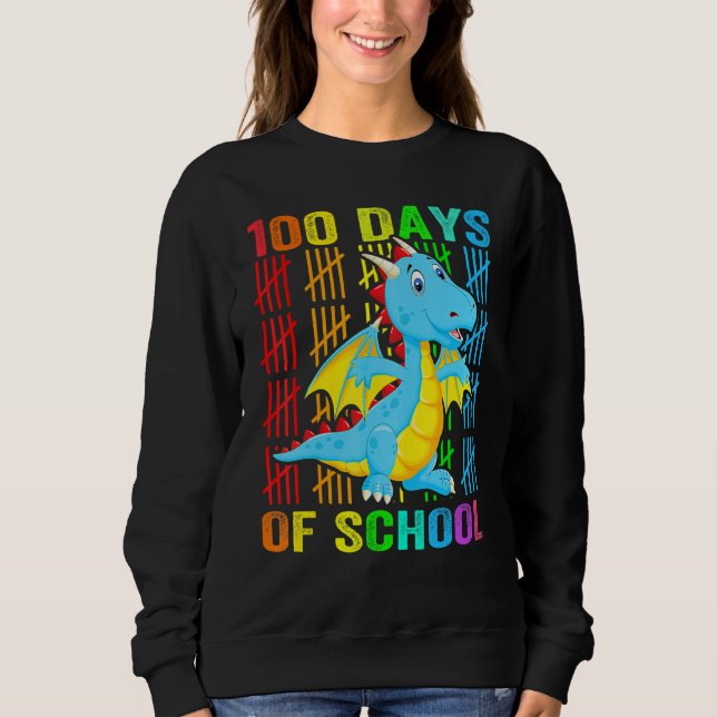 Cute Dinosaur Student Boys Kids Gift 100 Days Of S Sweatshirt (Vorderseite)