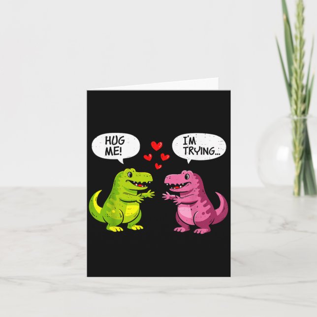 Cute Dinosaur T Rex Hug Valentines Day Couple Boyf Karte (Vorderseite)
