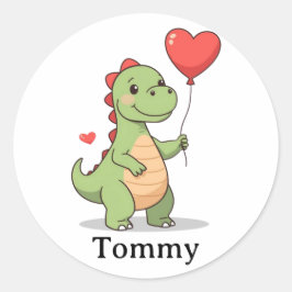 Cute Dinosaur Valentine Sticker for Boys