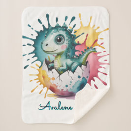 Cute Dinosaur with Watercolor Splash Baby Shower Sherpadecke