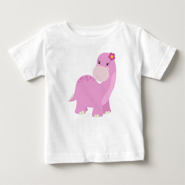 Cute Dinosaurier, rosa Dinosaurier, Girl-Dinosauri Baby T-shirt (Vorderseite)