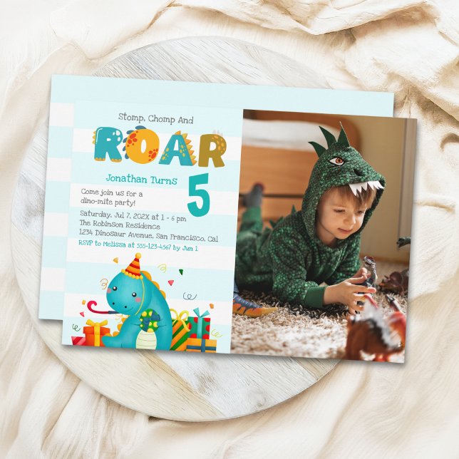 Cute Dinosaurs Stomp Chomp and roar birhtday boy  Einladung (Von Creator hochgeladen)