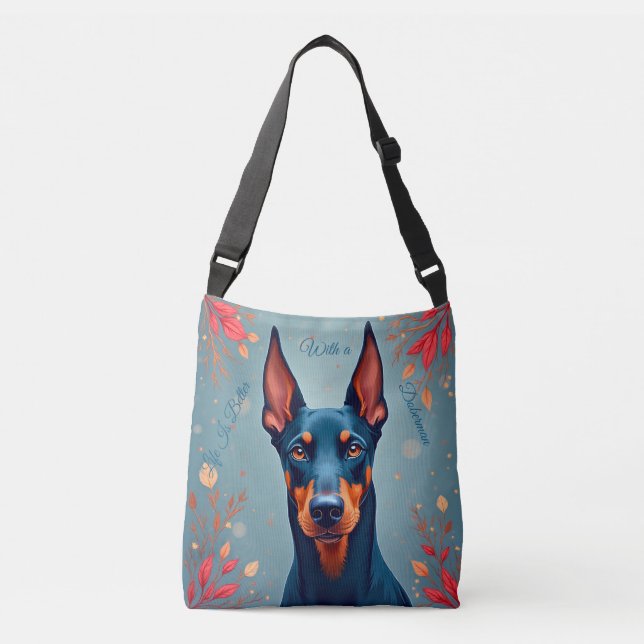 Cute Doberman Pinscher Tote Bag – Matching Pet Lov Tragetaschen Mit Langen Trägern (Vorderseite)