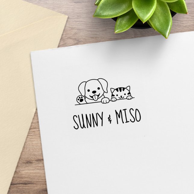 Cute Dog and Tabby Cat Custom Names Gummistempel (Von Creator hochgeladen)