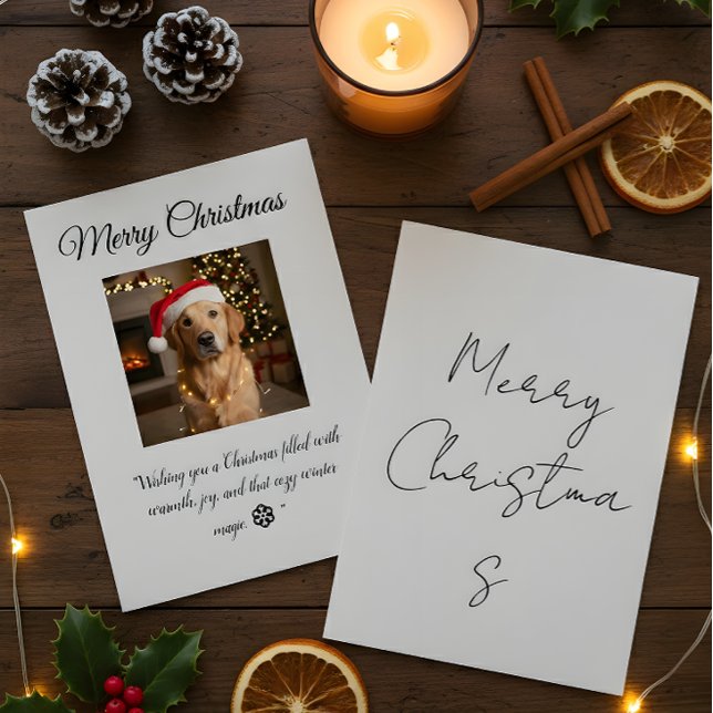“Cute Dog Christmas Card – Santa Hat Holiday Greet Dankeskarte (Von Creator hochgeladen)